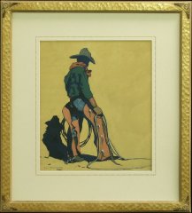 The Cow Punch Gold Frame 29x26.25 Special price $800.00 Shipping Additional