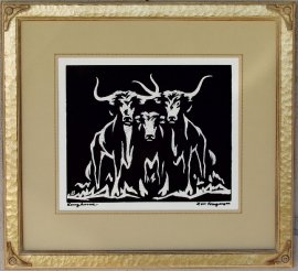 Longhorns Block-print 12 x 14.25