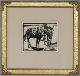 Navajo Ponies 1920s Block-print 7.25 x 9