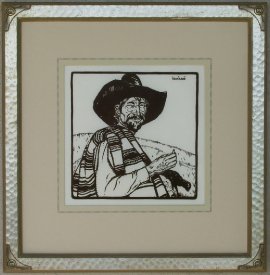 Sheepherder ca. 1920s Block-print 11 x 11