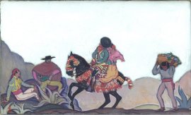 Sketch for mural,  Painting on board 9.25 x 14.25, Signature on reverse side