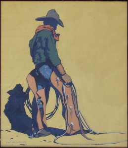 The Cow Punch 1918 Tempura 18 x15.5 SOLD