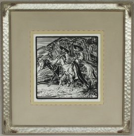 Three Horsemen Block-print 11 x 11