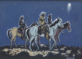 Three Wise Men Painting on board 8.5 x 14
