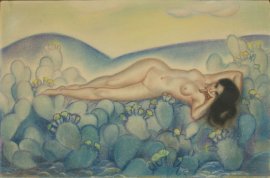 Woman on Catcus, Pastel 19 x 28.75 Private Collection