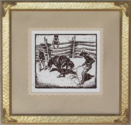 Bronc ca. 1920s Block-print 9 x 10