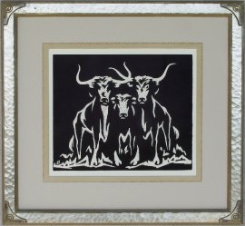 Longhorns Lon Megargee Block-print 12 x 14.25