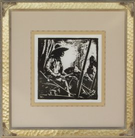 Westward, Ho! Lon Megargee Block-print 11 x 11