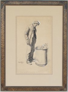 Maynard Dixon with hand carved Dixon drawing frame and French matting. Private collection