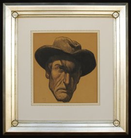 Maynard Dixon Moderne Style Frame with French matting
