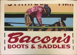 Bacon's Boots & Saddles, serigraph, 1981,29/75, Image size 25x38, paper size 30.5x 42.5 in. $7900.00