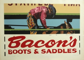 Bill Schenck, Boots and Saddles Serigraph 34 x 46 inches, Call for Pricing.