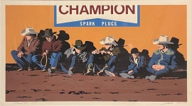 Champion, Billy Schenck, Serigraph ,1979, Artist Proof 16 x 27 inches, very rare. $7,500.00. Shipping additional.