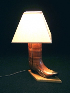 WOODEN BOOT LAMP 17 IN H