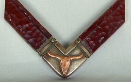 3 inch wide Copper/silver Longhorn, Dark Red Finish
