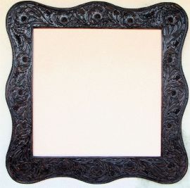 Hand Tooled Leather Frame 30 x 30 opening, Click on Leather Frames under Custom Picture Framing to see more examples