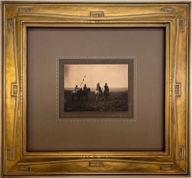Edward S. Curtis Platinum print. Hand carved Art Deco motif. Gold leaf with asphaltum finish. 19 x 20.5 inches, original design by Collier Gallery
