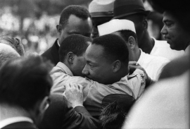 MLK, Jr being congratulated after his speech. August 28, 1963. Price on request.