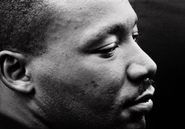 Martin Luther King, Jr deep in meditation after delivering his "I HAVE A DREAM" speech. August 28, 1963. Silver gelatin print. Price on request.