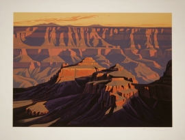 Shadows on the South Rim, Grand Canyon, Ed Mell, Stone Lithograph, image size 26 x 36 inches, paper size 32 x 42, Price on request.