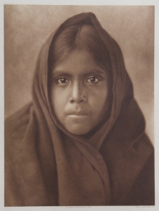 Qahatika Girl, Edward S. Curtis, North American Indian, Photogravure 1907 Plate 56, $25,000.00. Image size 15.5 x 11 3/4 inches, Dutch “Van Gelder" paper, Excellent condition, this is an original photogravure from the 20 volume set.