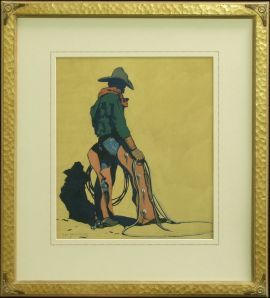 The Cow Punch Gold Frame 29x26.25 Special price $950.00 Shipping Additional