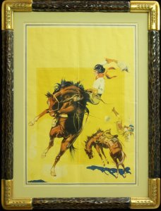 Vintage Rodeo Poster Hand carved and gilded frame gilded frame