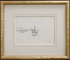 Hand Carved Drawing Frame, 1 inch wide, Ed Borein Pen & Ink, , 12.75 x 15.5 inches