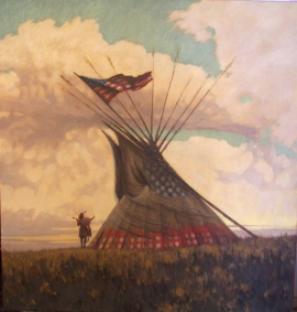 They're killing Our Buffalo Greg Singley Oil on Canvas 24 x 24 inches. Sold