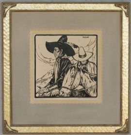 Apaches ca. 1920s Block-print 11 x 11, price on request.