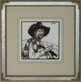 Sheepherder ca. 1920s Block-print 11 x 11, signed in plate. $2,800.00