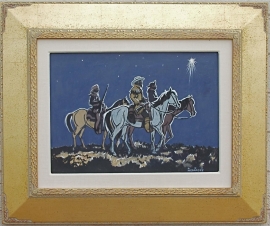 Three Wise Men Painting on board Framed 22.5 x 27 SOLD