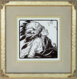 War Bonnet ca. 1920s Block-print 11 x 11