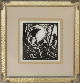 Westward, Ho! Lon Megargee Block-print 11 x 11