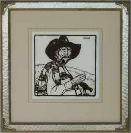 Sheepherder Lon Megargee Block-print 11 x 11