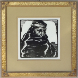 Hopi (Medicine Man) Lon Megargee Block-print 11 x 11 Lon Megargee