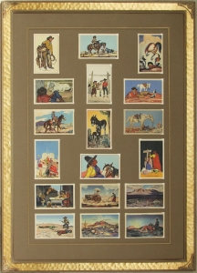 Complete series of 18 Postcards, framed with Lon Megargee signature Circle M logo frame. $2,000.00 plus shipping.