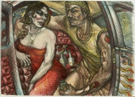 Rose Tattoo, Original Drawing by Luis Jimenez, 1983. 22 x 30.25 inches. A stone lithograph edition was made from this drawing. There was a PBS documentary on the making of the lithograph. Price on request.