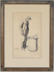 Maynard Dixon with hand carved Dixon drawing frame and French matting. NFS Private Collection