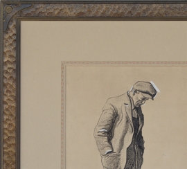 Maynard Dixon with hand carved Dixon drawing frame and French matting