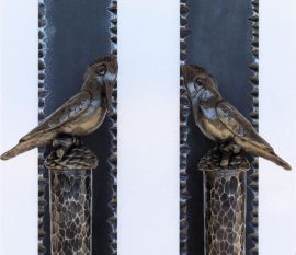 Large Door Pulls Hand Fabricated with cast Kingfisher Birds