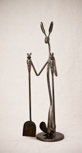 Shoshone Jackrabbit Fireplace Tools 37W x 10w x 9D Hand forged steel