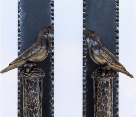 Large Door Pulls Hand Fabricated with cast Kingfisher Birds