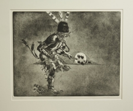 Apache Mountain Spirit Dancer, James Rome Etching 62/100 Image: 21.75 x 27.5 inches Paper: 25 x 31 inches. $950.00