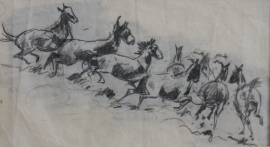 Edward Borein Pencil Sketch, unsigned, 4 x 7.25 inches, $950.00