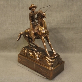 Cowboy Throwing Lariat Copper Statue 2