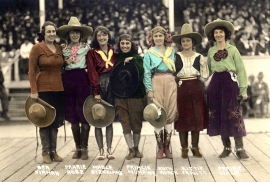 Cowgirls Pendleton Roundup 1918 Hand colored Photograph,18.75x30 inches, Fuji Diamond Crystal Archival paper. $125.00, $12.00 shipping